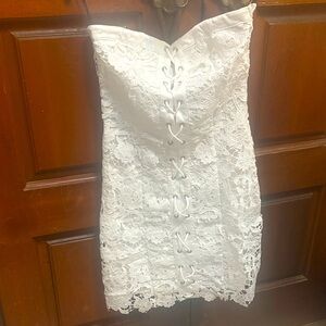 Forever 21 White Strapless Lace Dress Size S
